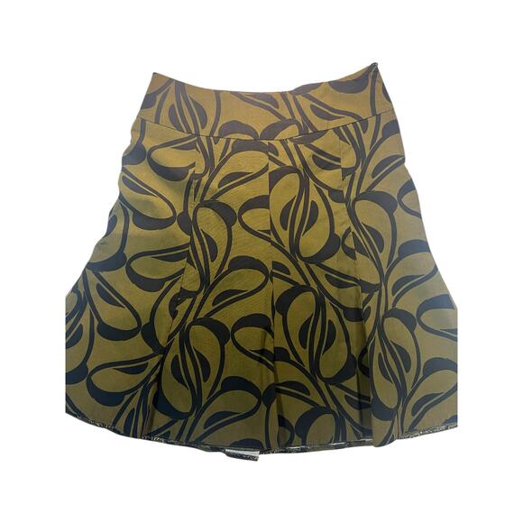 Y2K Vintage H&M A-Line‎ Skirt Olive Black Abstract Print Size 8 Womens M Medium - Picture 4 of 8